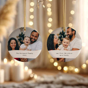Our First Christmas Family 2 Photo Personalized Ceramic Ornament