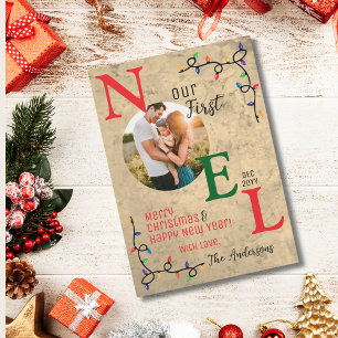 Our First Christmas Festive 1st Noel Family Photo Holiday Card