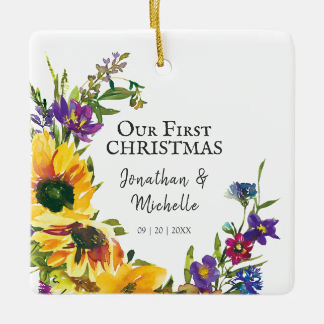 Our First Christmas Floral Inspirational Quote Ceramic Ornament Zazzle