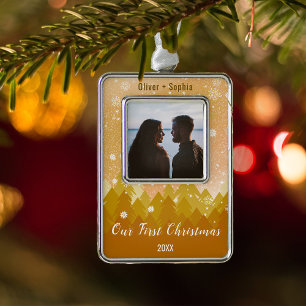 Our First Christmas Gold Snowy Wintery Theme Ornament