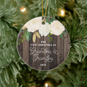 Our First Christmas Grandma & Grandpa Personalized Ceramic Ornament
