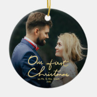 Our First Christmas | Hand-Lettered Christmas Ceramic Ornament