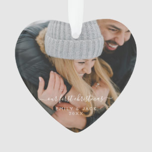 Our First Christmas Hand Lettered Photo Ornament