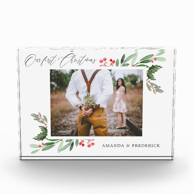 Our First Christmas Holly Jolly Photo Block (Front)