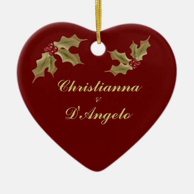 "Our First Christmas/Husband and Wife" Ceramic Ornament (Front)