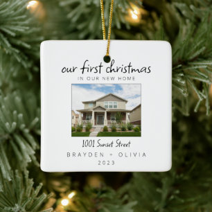 Our First Christmas In New Home Photo Minimalist  Ceramic Ornament