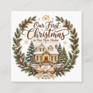 Our First Christmas in Our New Home 2026 Ornament Square Business Card