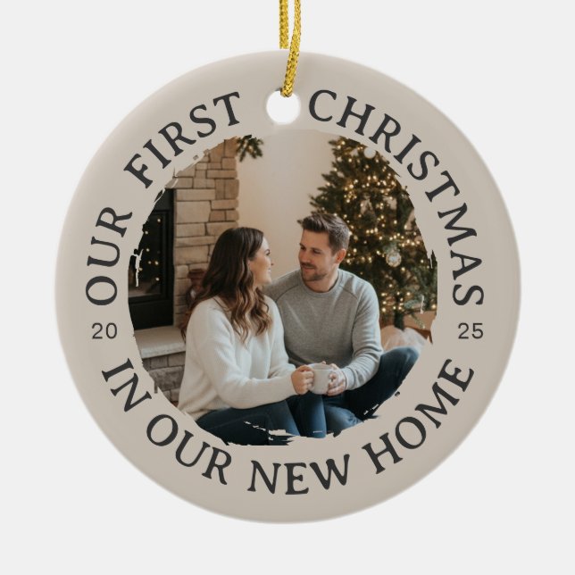 Our First Christmas in Our New Home Ceramic Ornament (Front)