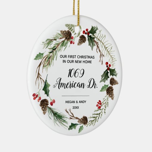 Our First Christmas in our new home Christmas Ceramic Ornament | Zazzle