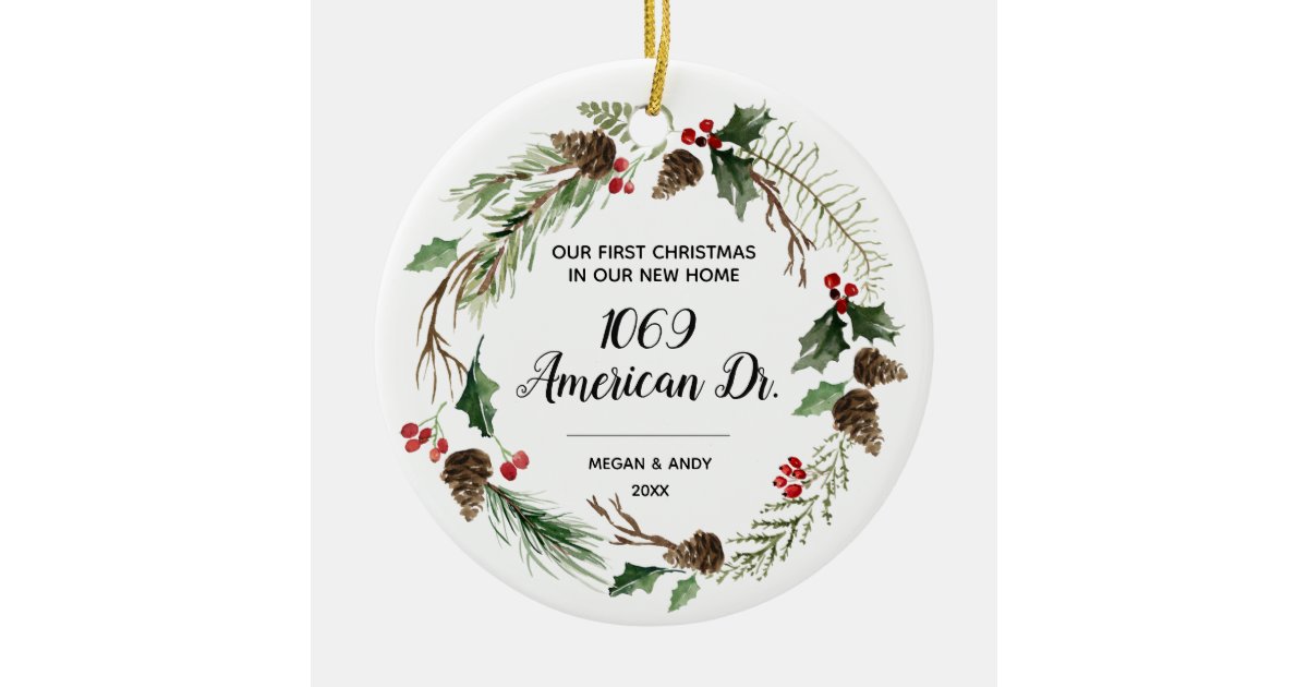 Our First Christmas in our new home Christmas Ceramic Ornament | Zazzle
