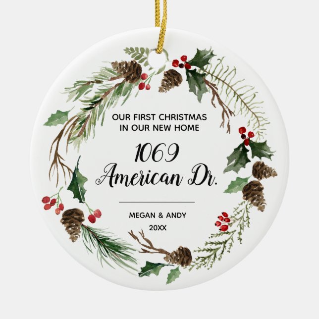 Our First Christmas in our new home Christmas Ceramic Ornament (Front)