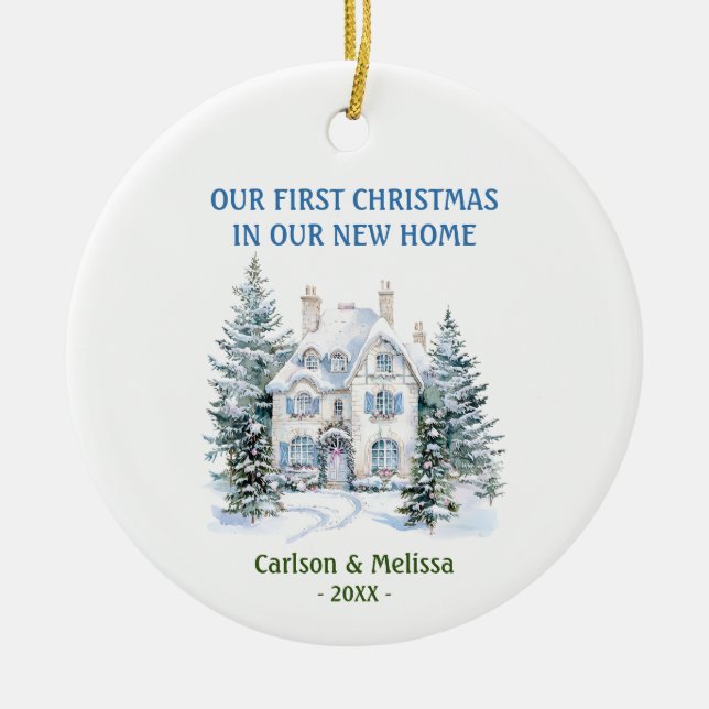 Our First Christmas In Our New Home Christmas Ceramic Ornament (Front)