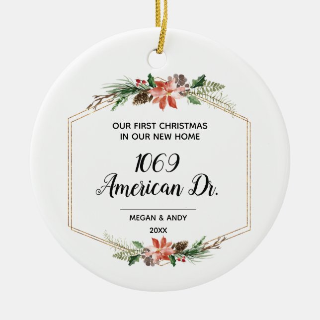 Our First Christmas in our new home Christmas Ceramic Ornament (Front)