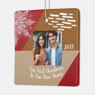 Our First Christmas In Our New Home Custom Photo Ceramic Ornament