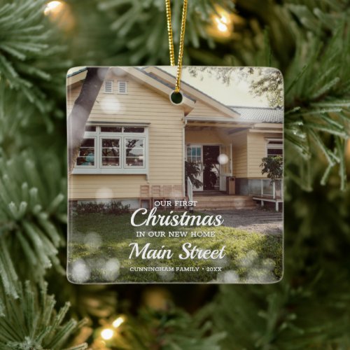 Our First Christmas in our New Home Custom Photo Ceramic Ornament