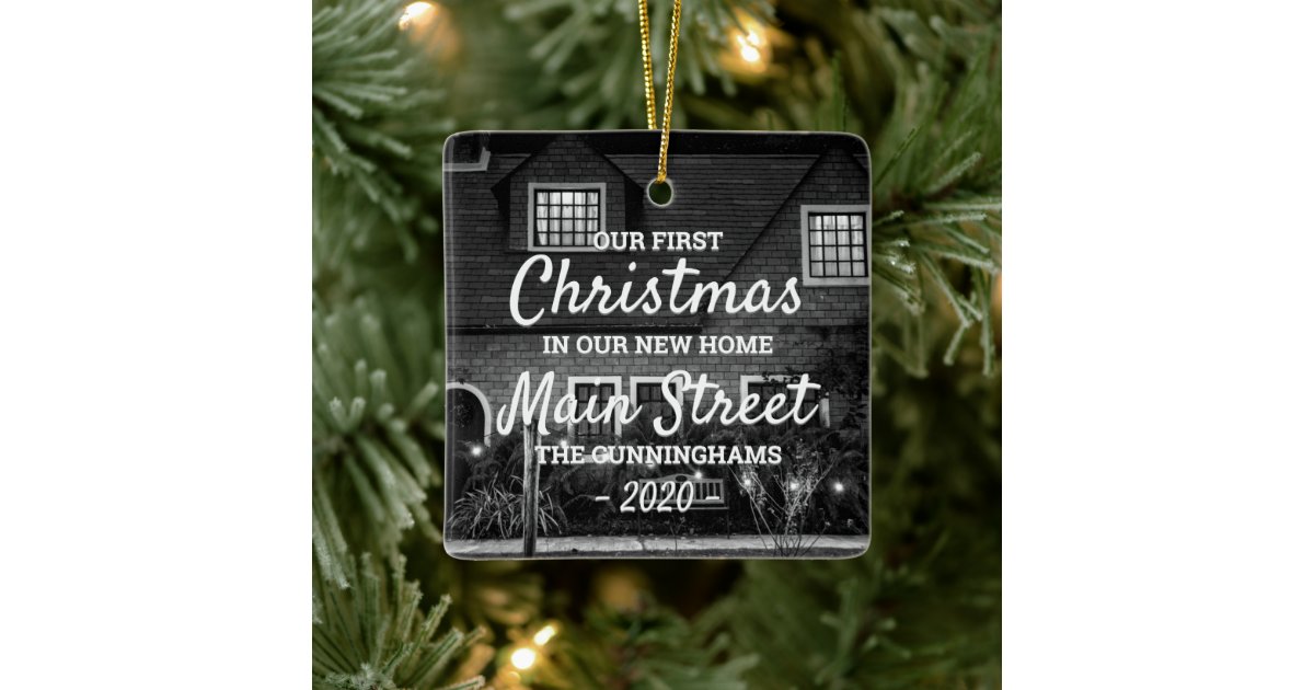 Our First Christmas in our New Home Custom Photo Ceramic Ornament | Zazzle