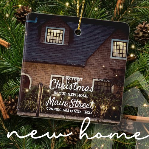 Our First Christmas in our New Home Custom Photo Ceramic Ornament