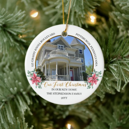 Our First Christmas in Our New Home Holiday Photo Ceramic Ornament