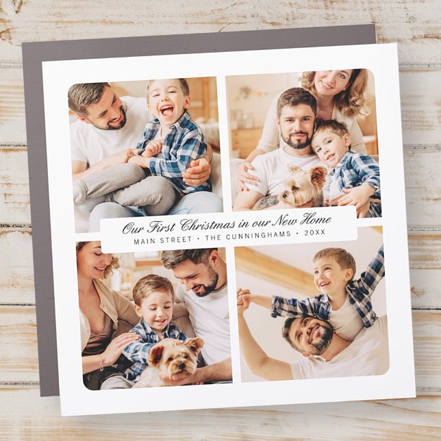 Our First Christmas In Our New Home Modern 4 Photo Car Magnet (Creator Uploaded)