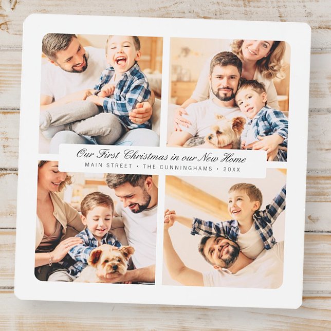 Our First Christmas In Our New Home Modern 4 Photo Metal Print (Creator Uploaded)