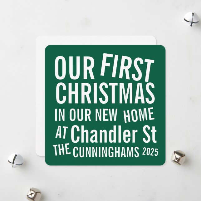 Our First Christmas in our New Home Modern Bold Holiday Card (Front/Back In Situ)
