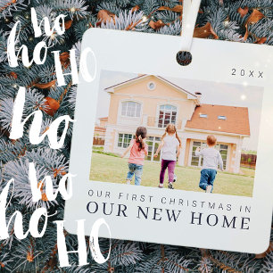 Our First Christmas In Our New Home Modern Chic Metal Ornament