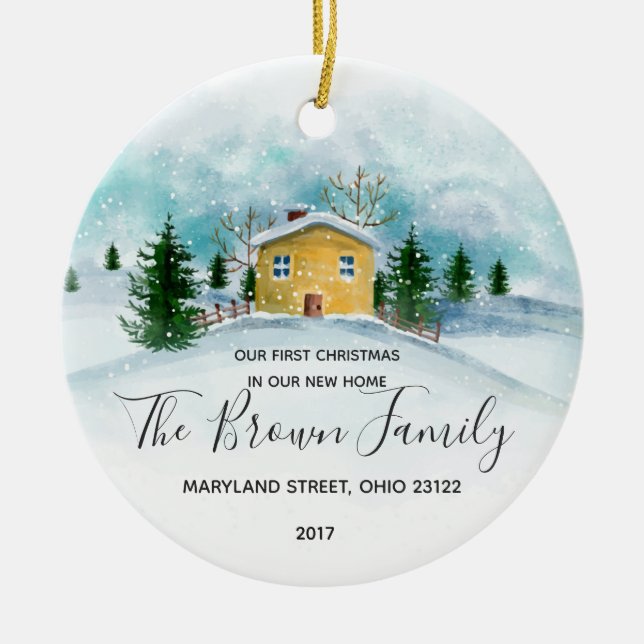 Our First Christmas in our new home Ornament Gift (Front)