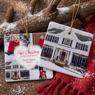 Our First Christmas in Our New Home Photo Collage Ceramic Ornament