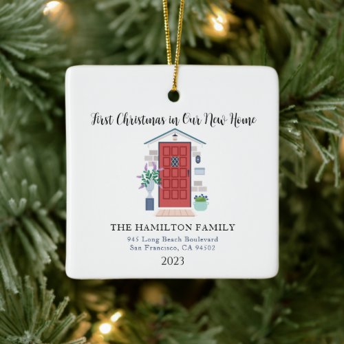 Our First Christmas in Our New Home Red Front Door Ceramic Ornament