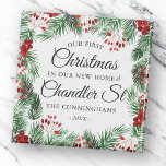 Our First Christmas in our New Home Watercolor Magnet<br><div class="desc">Our First Christmas  in <add name="" of="" your="" street=""> Street in classic and simple serif  and cursive script typography on a modern simple background of watercolor foliage botanicals</add></div>