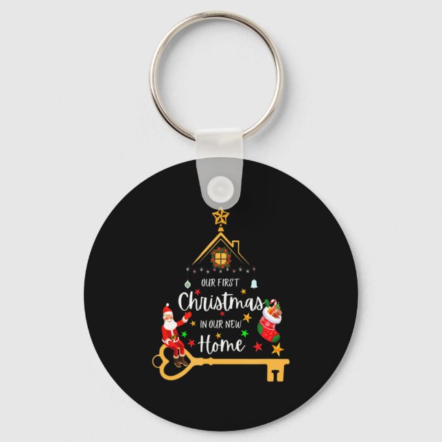 Our First Christmas In Our New Home Xmas  Keychain (Front)