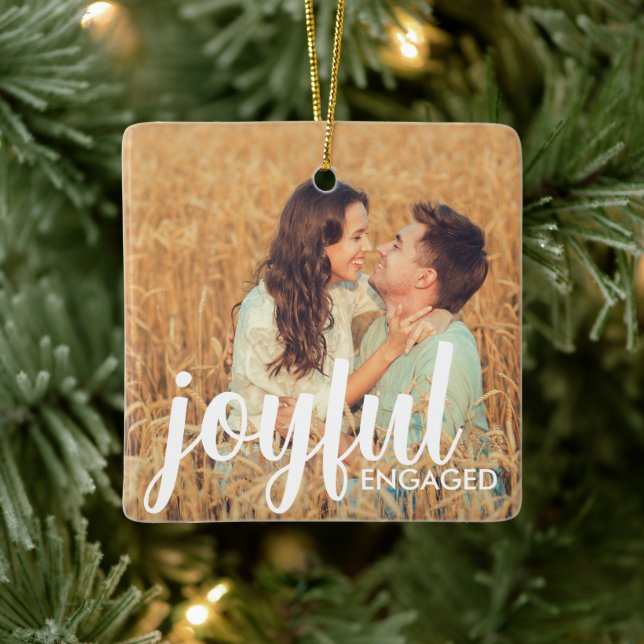 Our First Christmas Joyful Engaged Gift Ceramic Ornament (Tree)