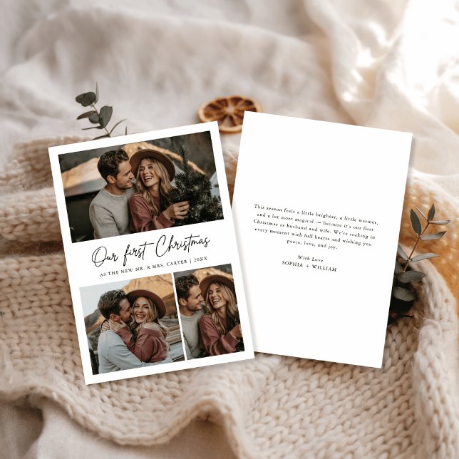 Our First Christmas Joyful Modern Newlywed Photo Holiday Card (Creator Uploaded)