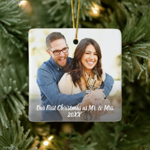 Our First Christmas Keepsake Photo Ceramic Ornament