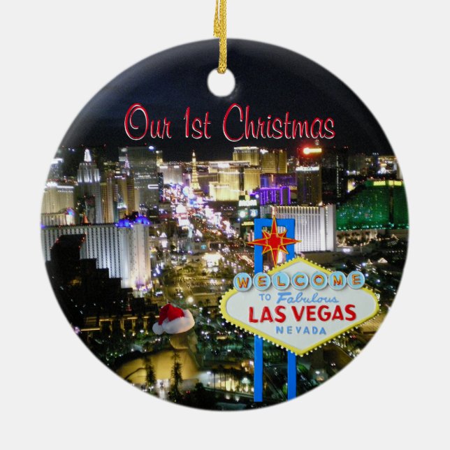 Our First Christmas Las Vegas Ceramic Ornament (Back)