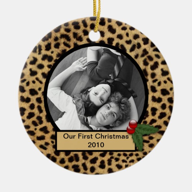 Our First Christmas Leopard Print Ornament (Front)