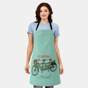 Our First Christmas Married 2025   Cute Tandem  Apron