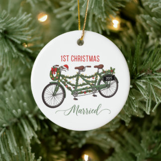 Our First Christmas Married 2025 | Cute Tandem Ceramic Ornament