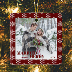 Our First Christmas Married and Bright Ceramic Ornament
