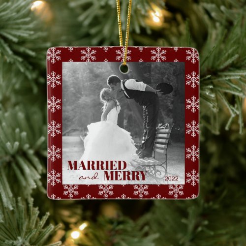 Our First Christmas Married and Merry Ceramic Ornament