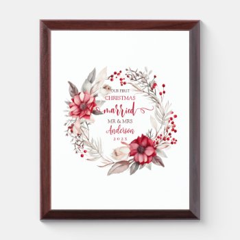 Our First Christmas Married Award Plaque by 17Minutes at Zazzle