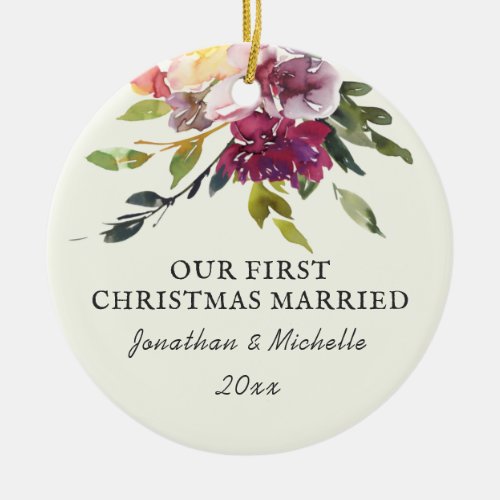 Our First Christmas Married Bible Verse Christmas Ceramic Ornament