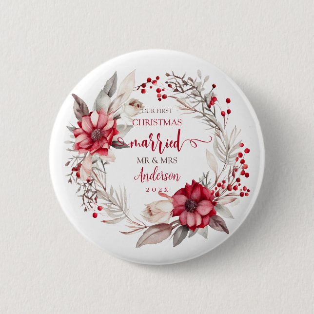 Our first Christmas Married Button (Front)