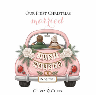 Our First Christmas Married Car Wedding Holiday Cutout