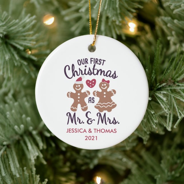 Our First Christmas Married Ceramic Ornament (Tree)
