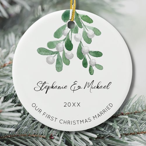 Our First Christmas Married  Ceramic Ornament