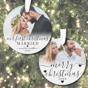 Our First Christmas Married Couple 2 Photo Ornament
