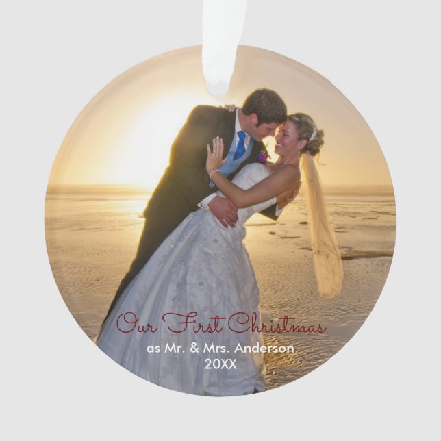Our First Christmas Married Couple Acrylic Ornament (Front)