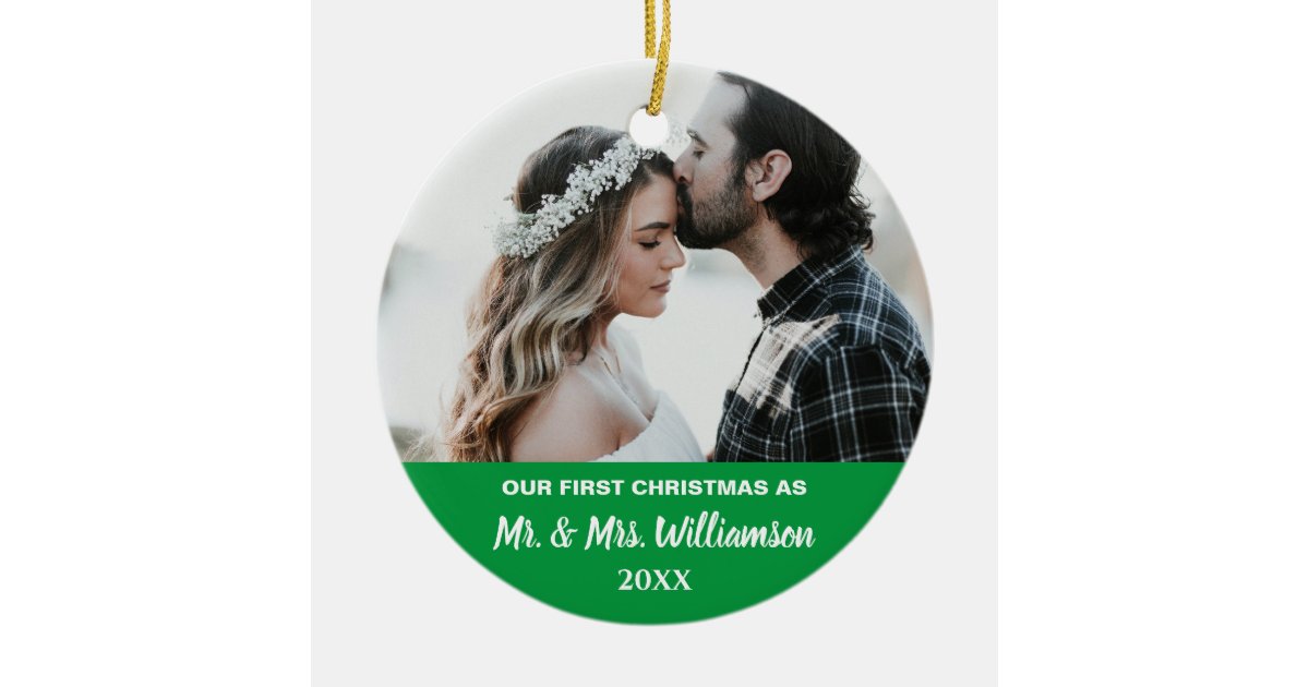 Our First Christmas Married Couple Custom Photo Ceramic Ornament Zazzle 5304