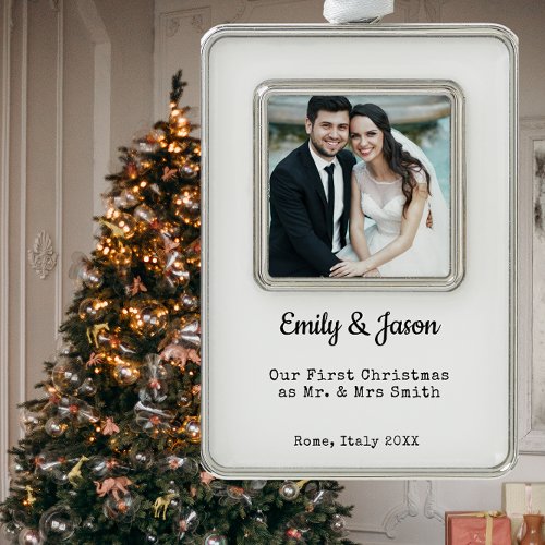 Our First Christmas Married custom photo  Wedding Christmas Ornament